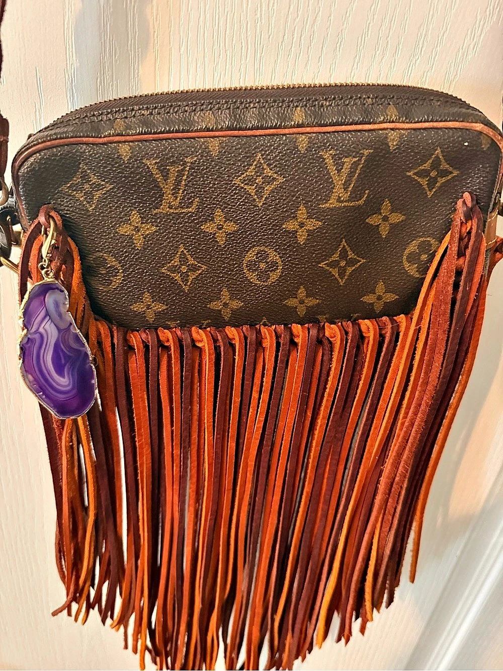 Louis Vuitton Monogram Fringe Crossbody Bag in Brown & Orange